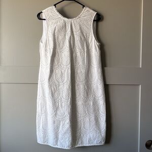 Draper James Pineapple Eyelet‎ Shift Mini Dress Women Sz 6 White Tropical Preppy